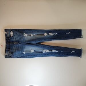 KanCan Estilo 5 Button Distressed Ripped Denim Blue Jeans Women's Sz 7/27 EUC